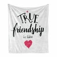 thumbnail image 1 of Saying Soft Flannel Fleece Throw Blanket, True Friendship is Like Lettering Completed by Pink Scribbled Heart, Cozy Plush for Indoor and Outdoor Use, 50" x 70", Black White and Pink, by Ambesonne, 1 of 6