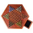 thumbnail image 1 of Wooden Chinese Checkers Board Game Set with Glass Ball and Drawers Strategy Game Hexagon Wooden Checkers Game for Children and Beginners, 1 of 4