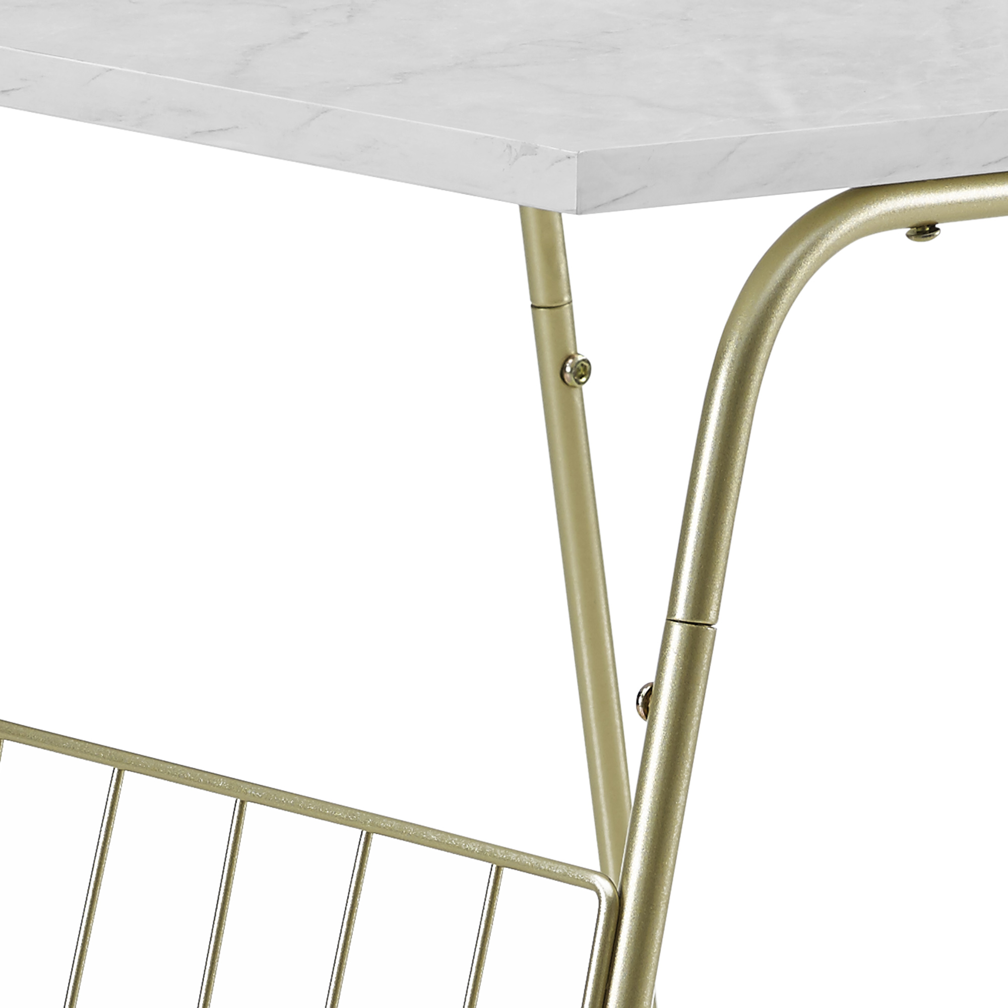 Manor Park Modern End Table with Magazine Holder, Faux Marble