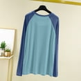 thumbnail image 3 of Ohufall Fall Pajamas Tops Tees for Women Long Sleeve Color Block T Shirts Round Neck Loose Comfort Pajama Top, 3 of 5