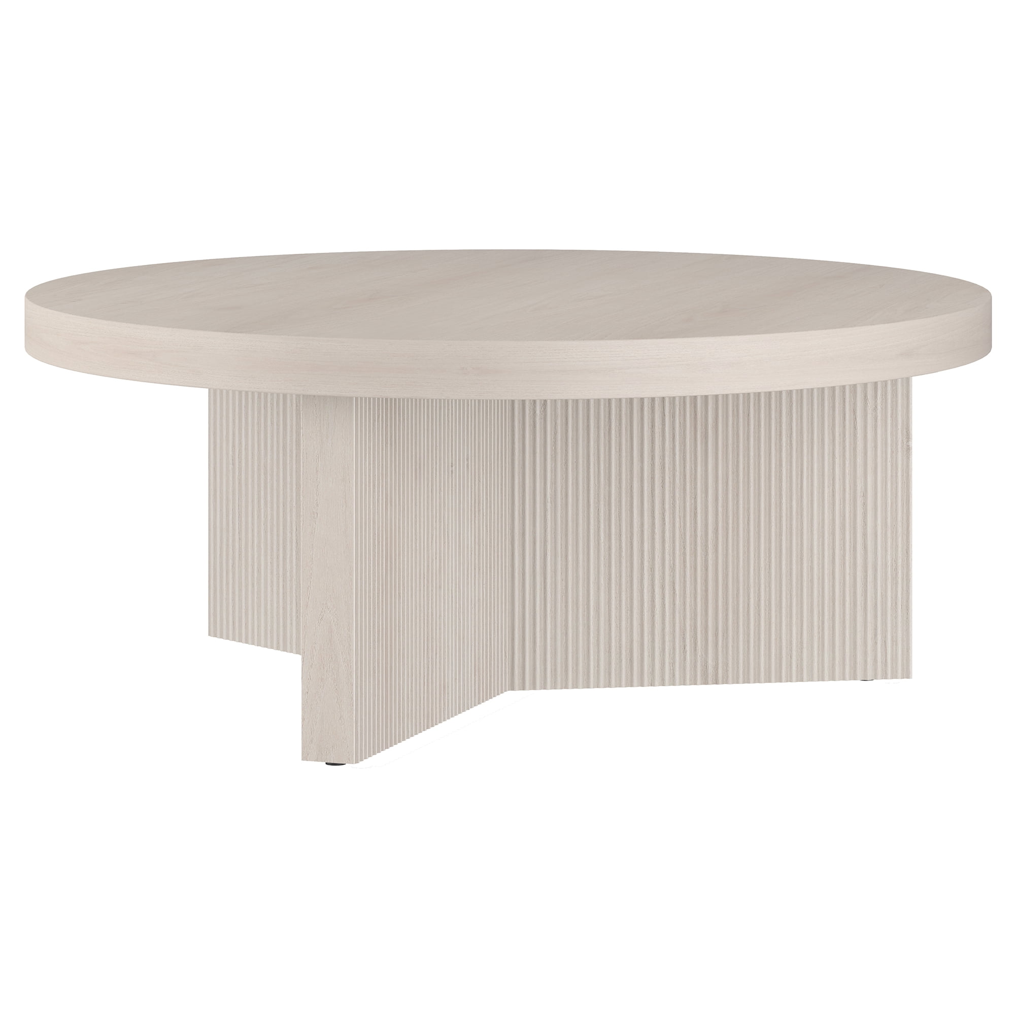Evelyn&Zoe Holm 36" Wide Round Coffee Table, Alder White