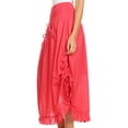 thumbnail image 4 of Sakkas Coco Long Cotton Ruffle Skirt with Pockets and Elastic Waistband - Coral - One Size Regular, 4 of 5