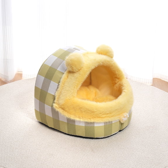 dog beds for small dogs Cats Beds For Indoor Cats Cats House For Pet Large Cats Cave For Pet Bed Foldable Multifunctional Cats Beds And Furniture With Cats And Mat Yellow