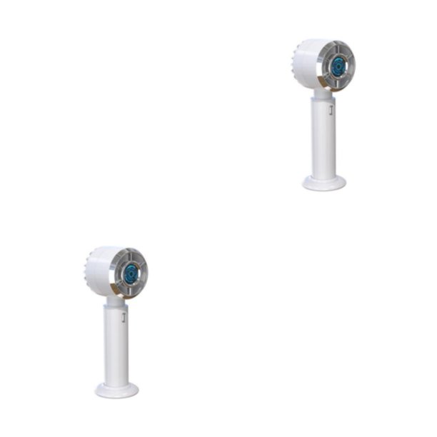 Inteprter Ventilador portátil de repuesto de mano Color sólido exquisito 3 engranajes ajustable funcionamiento silencioso enfriador alimentado Blanco 2piezas