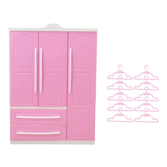 Zxpjkyu Doll Openable Wardrobe Closet with Cloth Hanger Decorations Lovely Birthday Gift Style A