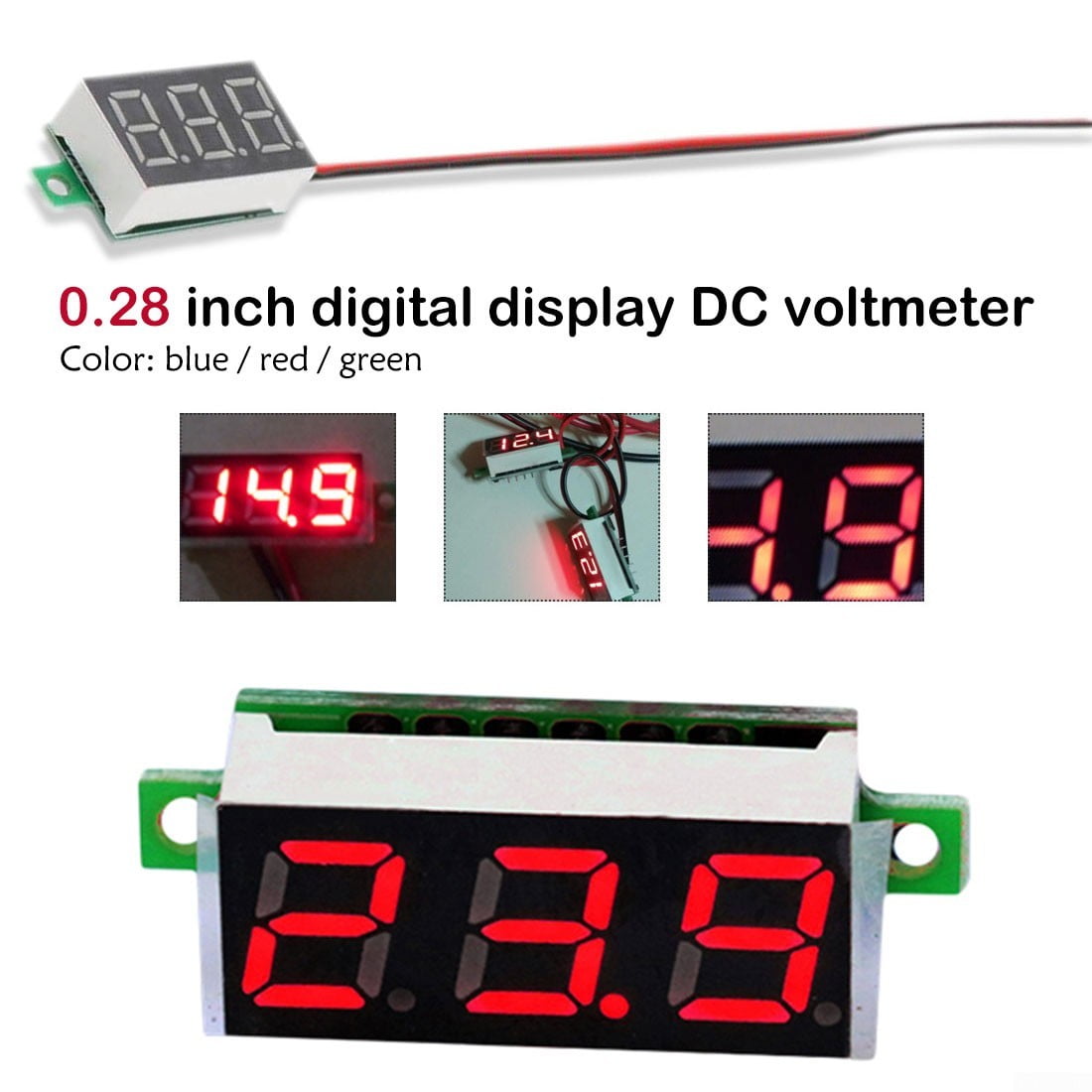 10pcs 2.5V-30V 0.28" Mini LED Panel Digital Voltmeter Voltage Tester 4 Colors 