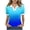 Blue-03, variant on Women's Collared Shirt Ombre Gradient V Neck Casual Knit Blouse White Trim Top Summer Clothes