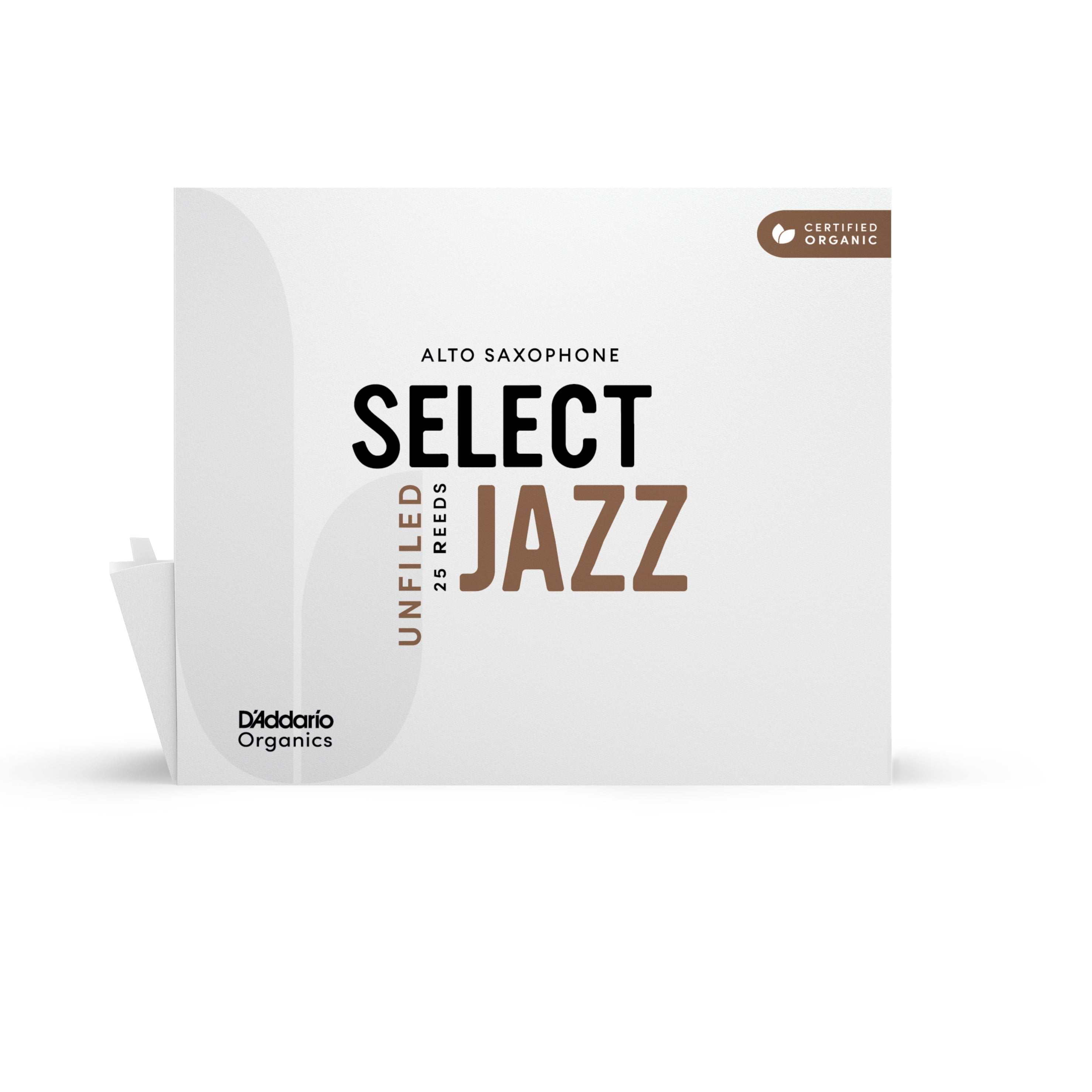 D'Addario Organic Select Jazz Unfiled Alto Saxophone Reeds, Size 3 Soft, 25-Pack