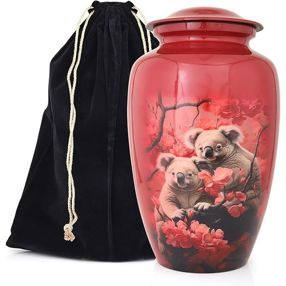 EDEN URNS for Human Ashes Adult Memorial urn Funeral Cremation Urns Red Koala (Aluminum