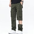 thumbnail image 3 of Men Stretch Multi Pocket Cargo Pants Straight Leg Zip Off Water Repellent Lightweight Travel Pants, 3 of 9