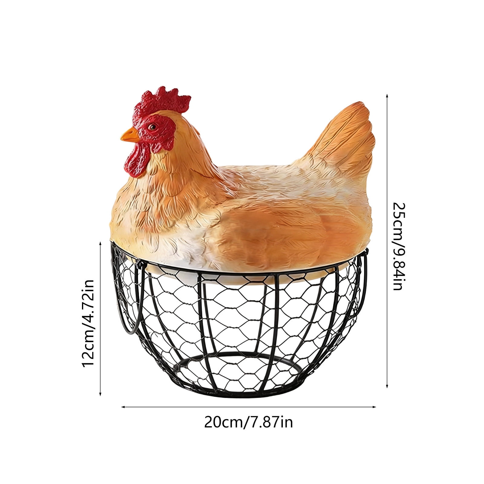 Chicken Egg Basket, Resin Egg Collection Baskes with Ceramic Lid for Gathering Fresh Eggs, Chicken Egg Holder, Decorative Farmhouse Cute Eggs Storage Container for Kitchen, Countertop(Brown)