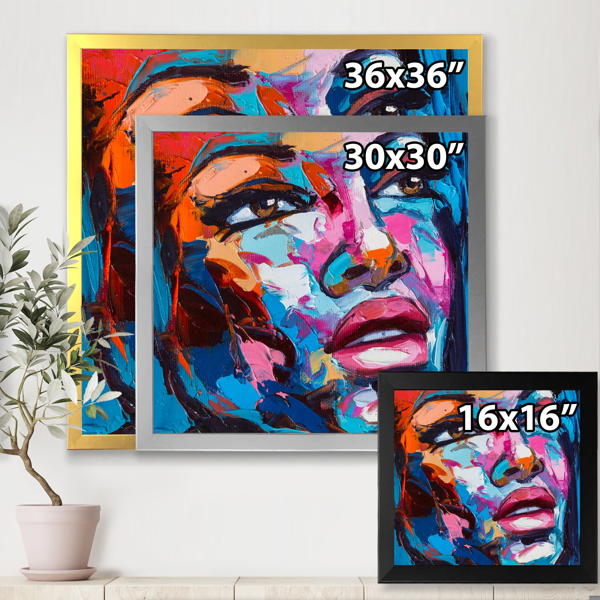 Designart 'Abstract Colorful Fantasy Portrait Of A Young Woman III' Modern Framed Art Print
