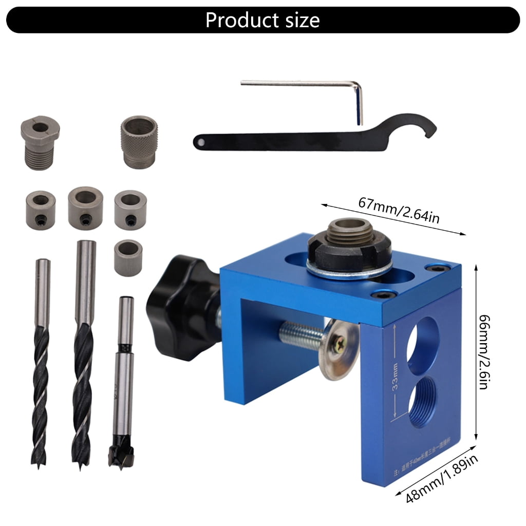 3 In 1 Dowel Jig Set,8/10/15mm Drill Template Dowel Hole Guide for Woodworking Straight Holes,Adjustable Doweling Jig