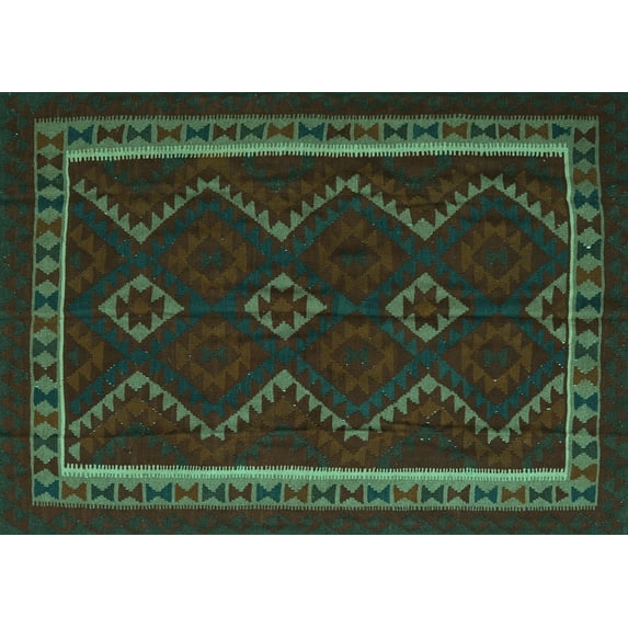 Ahgly Company Indoor Rectangle Persian Turquoise Blue Traditional Area Rugs, 8' x 12'