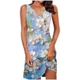 thumbnail image 5 of Womens V Neck Sleeveless Floral A Line Mini Dress Casual Loose Flowy Summer Beach Sundress with Pockets Soft Stretchy, 5 of 8