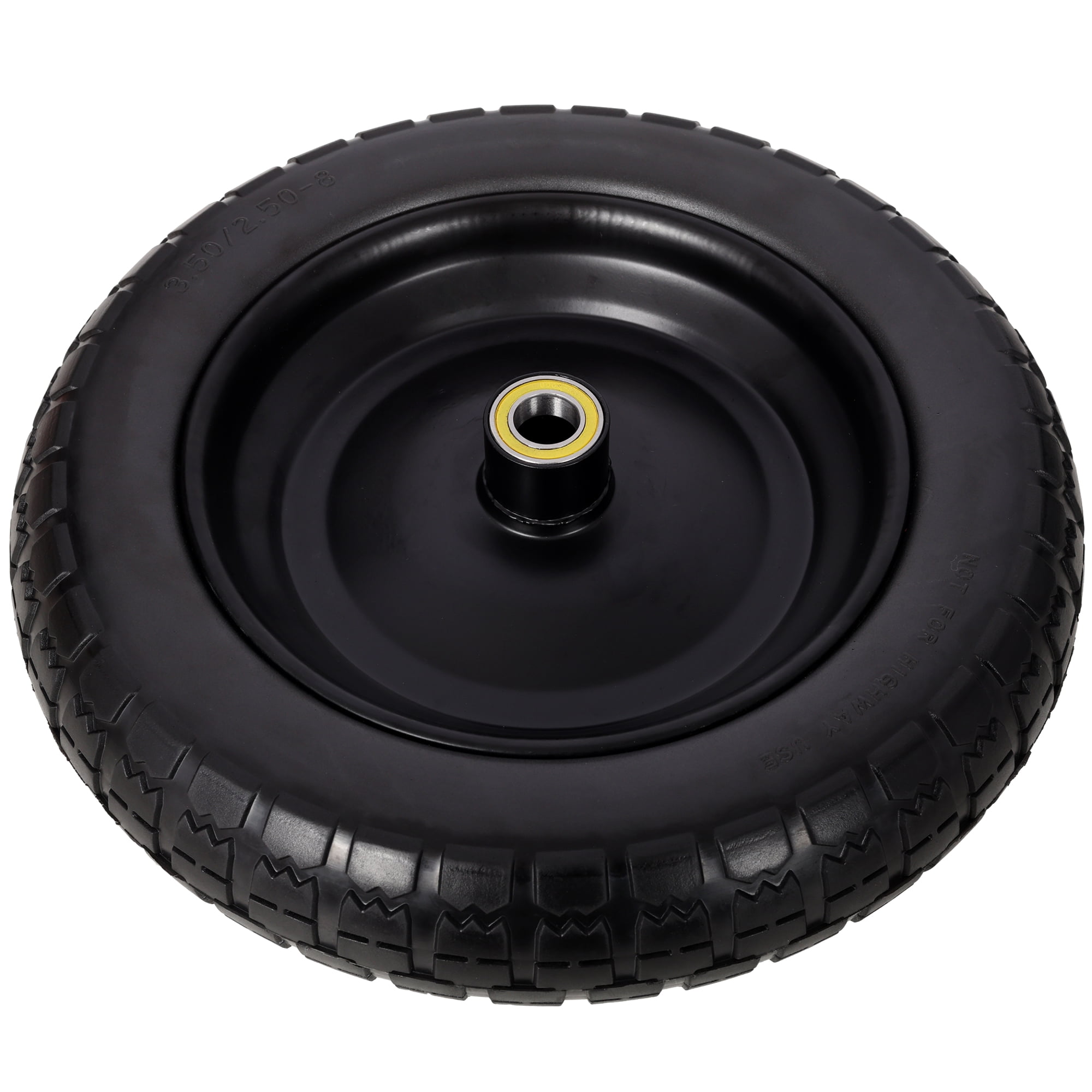 Leumius 4-Pack 13in Flat-Free PU Foam Tires Fit Wheelbarrow for Garden Wagon Cart, Hand Trucks and Utility Cart with 3/4" and 5/8" Bearings Kit