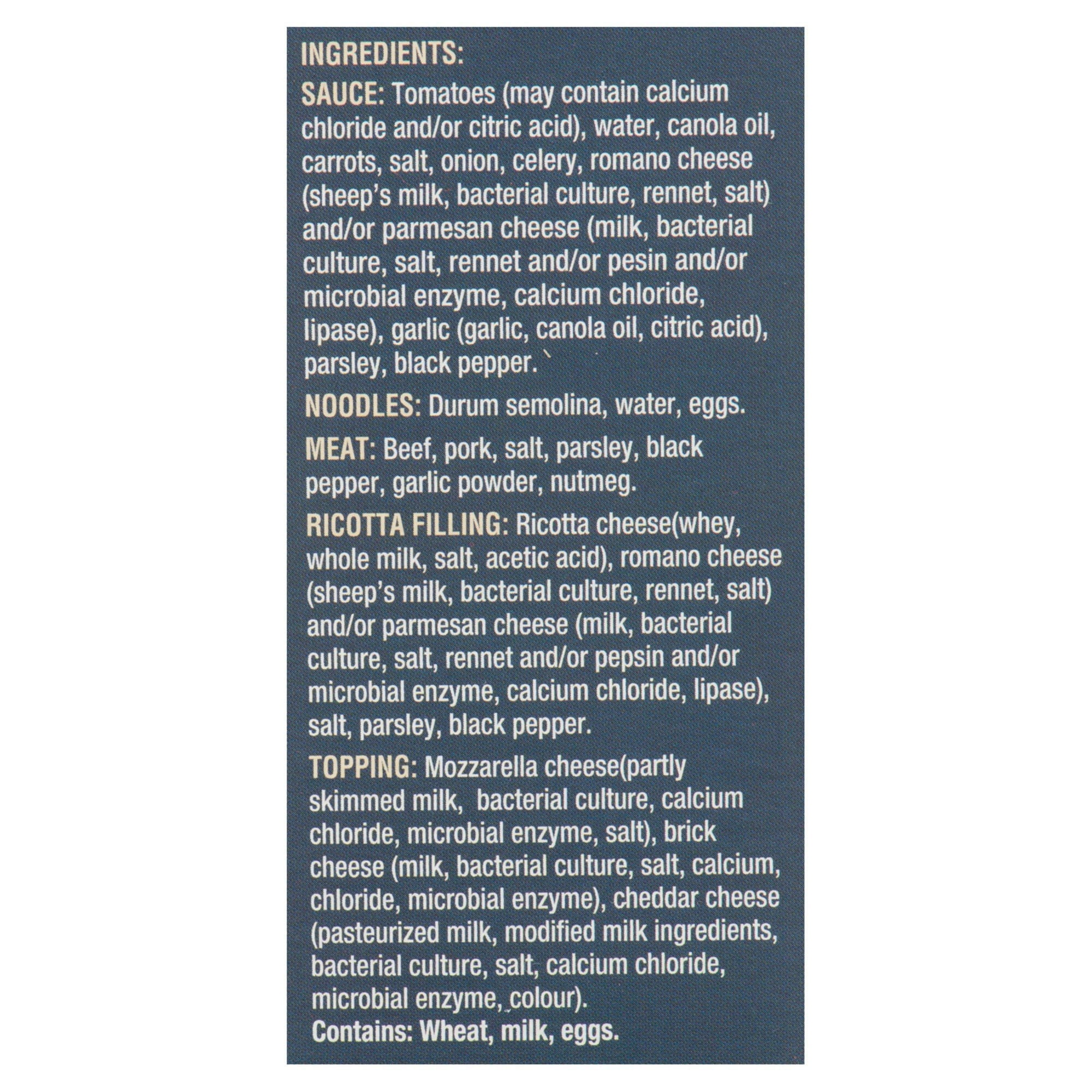 Roman Cheese Roman Ricotta Lasagna with Meat Sauce And A Blend of Five Cheeses, 908 g