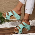thumbnail image 2 of Domuza Orthopedic Sandals for Women Non Slip Slip on Arch Support Flat Wedge Sandals Wide Width Walking Shoes 2026 Comfort Orthopedic Shoes Green 9（EU-42）, 2 of 6