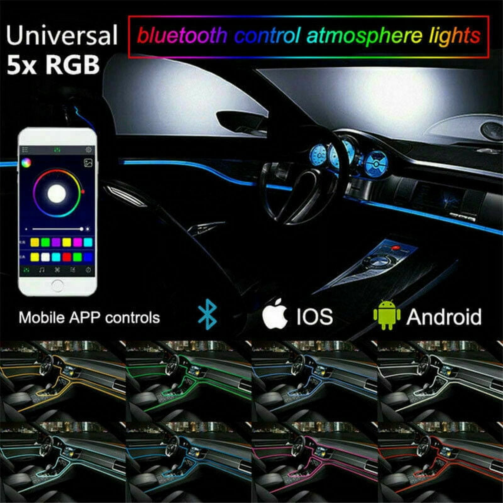Amerteer 6M RGB LED Car Interior Decor Atmosphere Light Strip Wire Lamp Optic Fiber Colorful with 4 Light Modes