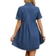 thumbnail image 3 of Vestido mini de mezclilla para mujer con cuello y botones de manga corta Inspire Chic L azul, 3 of 6