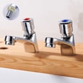 thumbnail image 3 of Miuline Self Close Tap Basin Sink Tap Pair Bathroom 1/2" Hot and Cold Modern Lever Chrome Twin Metal, 3 of 7