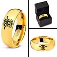 thumbnail image 4 of Tungsten Hockey Ring Band Ring 7mm Men Women Comfort Fit 18k Yellow Gold Dome Polished, 4 of 4