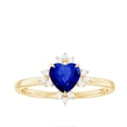 thumbnail image 5 of Rosec Jewels Heart Shape Lab Grown Blue Sapphire Promise Ring with Diamond for Women - 6 mm, 10K Yellow Gold, US 10.50, 5 of 9