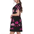 thumbnail image 2 of Naloa Breast Cancer Print Womens Summer A-Line Dress with Pockets,Short Sleeve Dresses,Flowy Beach Swing Dress for Vacation Travel, 2 of 6