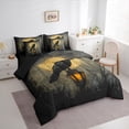 thumbnail image 4 of Manfei 3D Black Crow Bedding Comforter Set 7pcs, Vintage Halloween Moon Queen Bedding Sets, Teens Kids Adult Reversible Queen Sheet Sets, Microfiber Bedroom Decor, 4 of 8