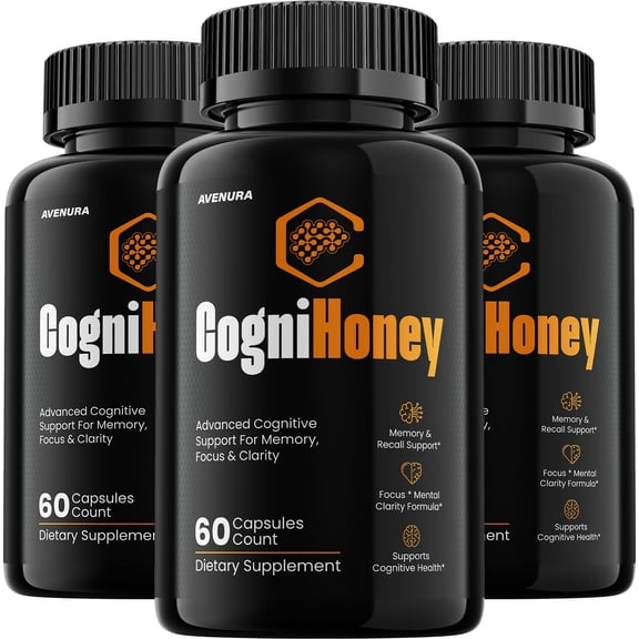 CogniHoney Capsules – Cogni Honey Natural Blend Memory Focus Brain Support Supplement, 3 Pack, 180 Capsules