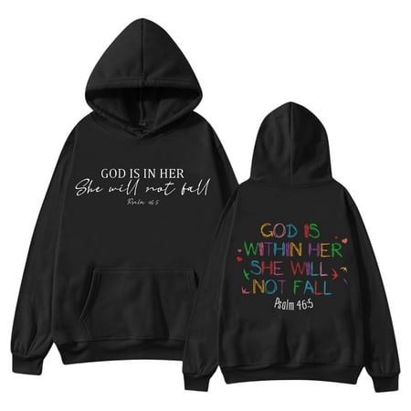 WENWU Womens Hoodies Christian Sweatshirt Letter Print Sweatshirt Oversized Women s Hoodies Pullover Winter Hoodies for Women Workout Wear