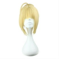 Unique Bargains Wigs for Women 11" Gold Tone Wigs with Wig Cap Medium Long Hair
