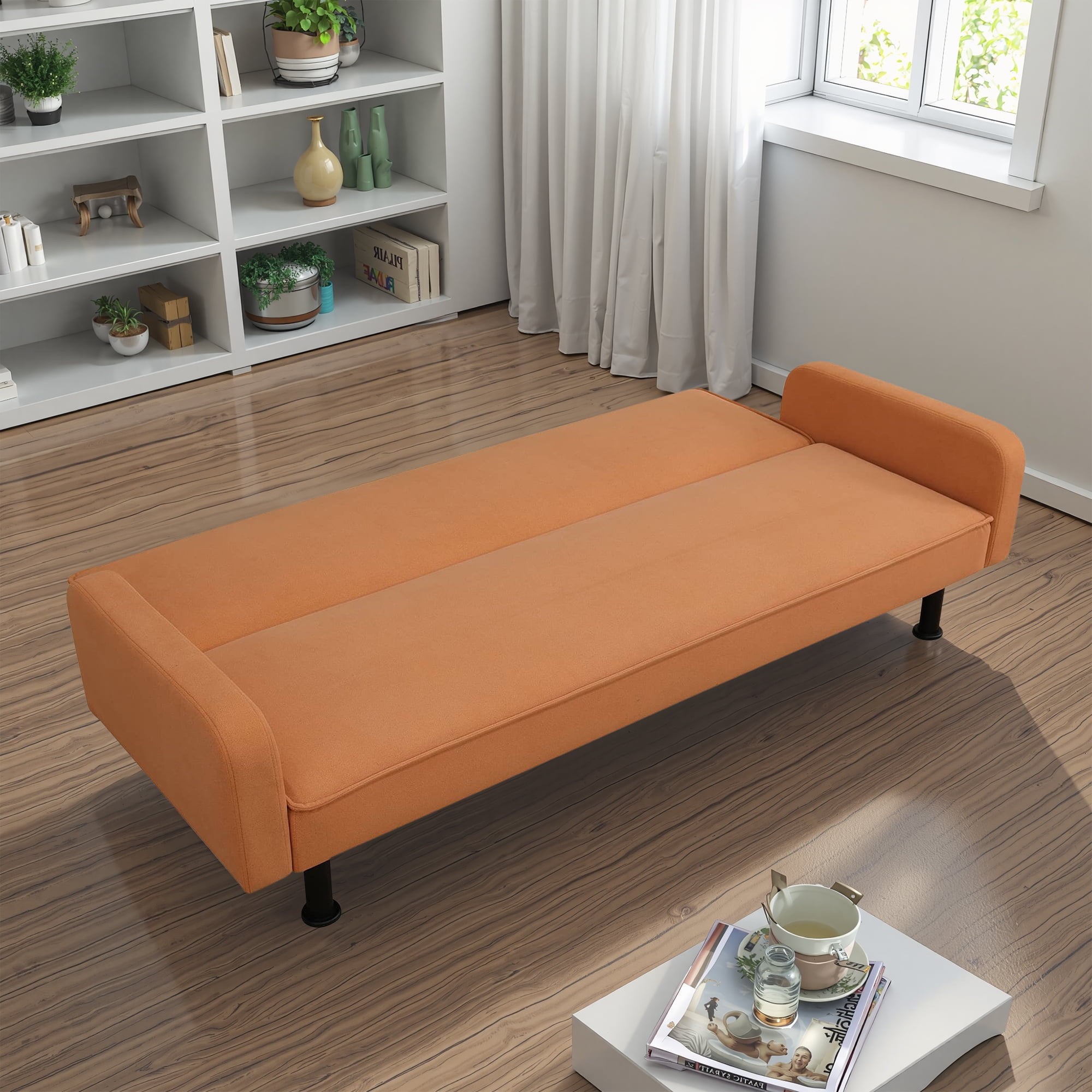 MAYEERTY Orange Calico Living Room Sofabed