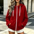 thumbnail image 5 of WIZUTIZ Women's Zip Up Hoodie Jacket Double Pockets Solid Color Long Sleeve Winter Casual, 5 of 7