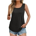 thumbnail image 2 of CFLVAEK Womens Basic Square Neck Tank Top Casual Summer Sleeveless Tanks Loose Fit Irregular Hem Tank Top Solid Color Classic Tees 2025 Black XL, 2 of 6