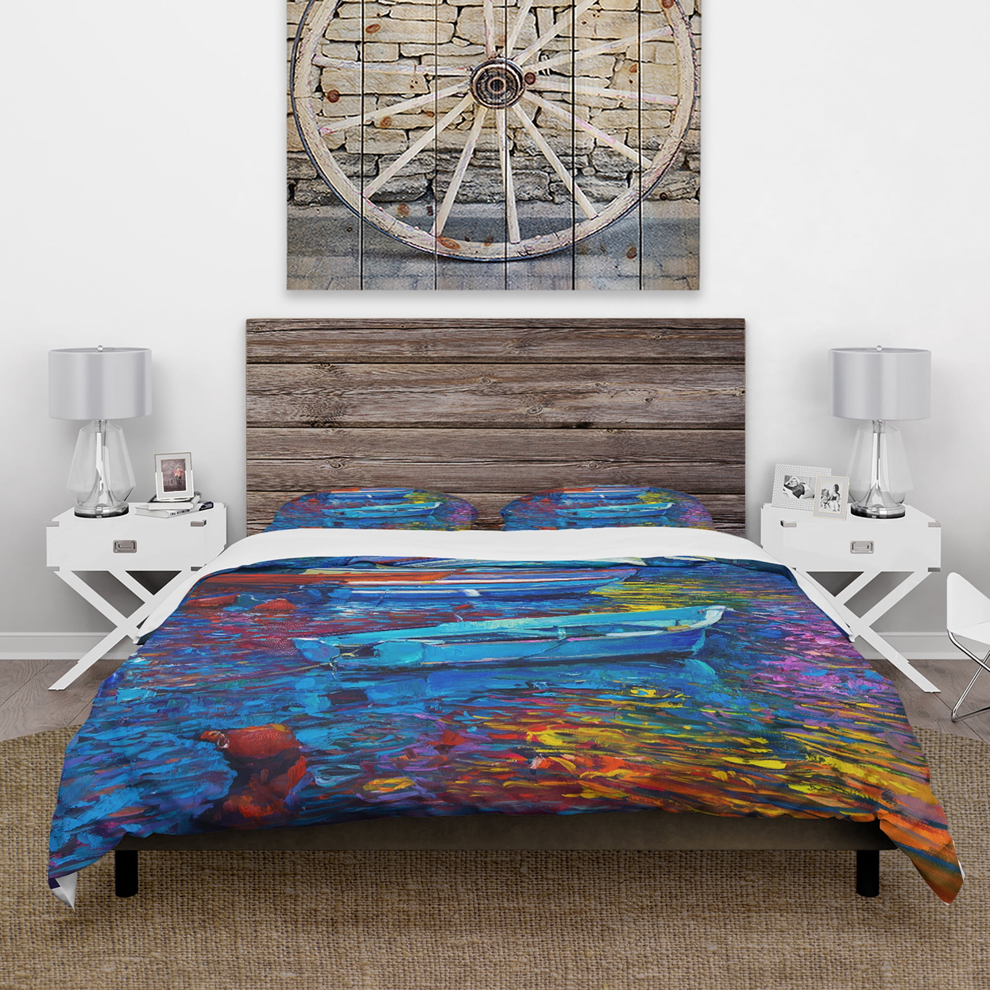 Designart 'Blue Sailboats and Sea' Nautical Duvet Cover Set