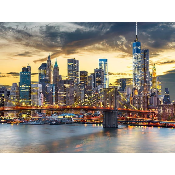 Jigsaw Puzzle for Adults, New York City Skyline Iconic Urban Landscape, 1000 Piece Classic Wooden Puzzle, Difficult Architectural Art for Challenging Home Display