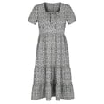 thumbnail image 6 of Vmvidoty Women's Floral Boho Maxi Dresses Flowy Short Sleeve A Line Polka Dot Smocked Beach Sundress Summer Vacation Clothes Black S, 6 of 8