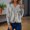 Light Gray, variant on Women's Textured Jacquard Long Sleeve Jacket Baseball Collar Zipper Casual Outerwear for Spring Fall Light Blue，2XL