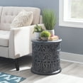 thumbnail image 2 of Powell Kersey Carved Wood Round Indoor End Table, 17" Tall, Dark Gray, 2 of 8