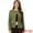 Army Green, variant on Women's Button Down Cropped Ruffle Hem Denim Jacket M Burgundy