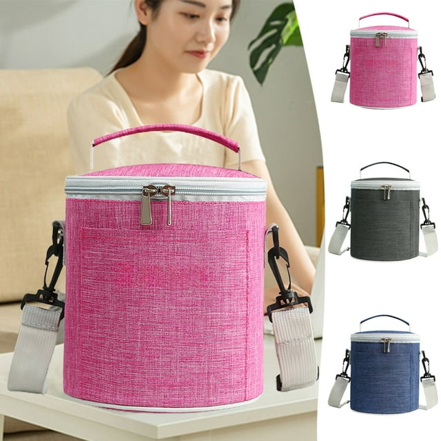 Insulated Lunch Bag, Large Capacity Reusable Lunchbox, Portable Cooler with Zippered Pockets, Polyester Fabric for Home and Work,Machine Wash,YISHFHP,Blue