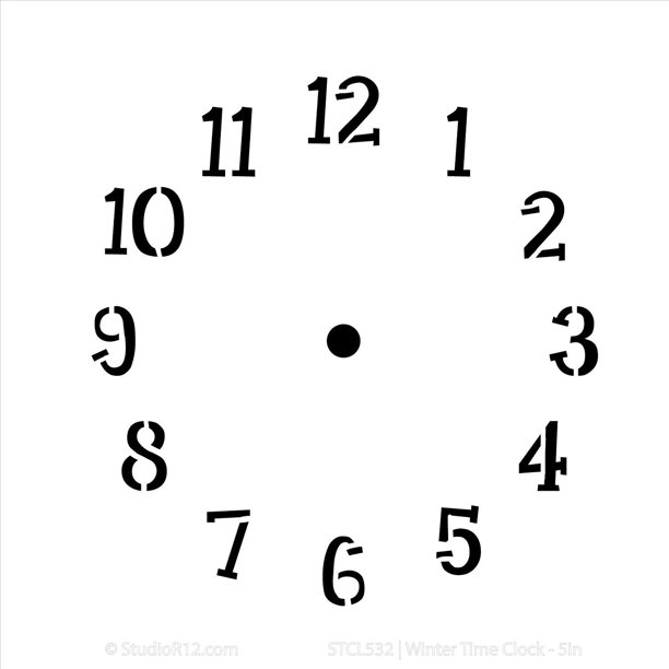 Winter Time Clock Stencil by StudioR12 Simple Clock Face Art Small