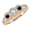 thumbnail image 1 of 0.50 Carat (ctw) 14K Rose Gold Round Black & White Diamond Ladies 3 Stone Split Shank Engagement Bridal Ring 1/2 CT, 1 of 1