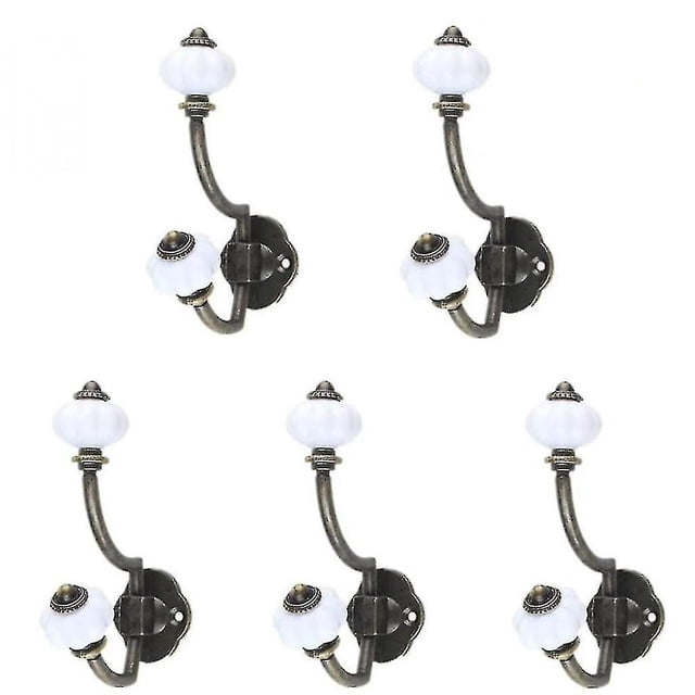 Revestimiento cerámico de bronce retro Ganchos WEIHJMXG paquete de 5 ganchos de pared estilo pastoral