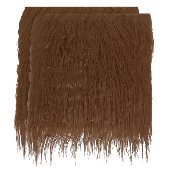 Unique Bargains 2 Pcs 10 x 10 Inch Plush Faux Fur Fabric Square Fluffy Faux Fur Patches Cuts, Brown