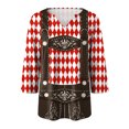 thumbnail image 3 of Dakiuu Womens 3/4 Sleeve Plaid Double Breasted Faux Suspender Top Relaxed Oktoberfest Bavarian Fair Blouse Casual Shirt for Beer Fest Weekend Gathering Outfit, 3 of 3