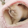 thumbnail image 4 of HCBY Hooded Pet Bed for Dogs, Round Warm Winter Sleeping Bag with Removable Top, Calming Anti-Anxiety Dog Bed for Small Pets, Pink, 4 of 5