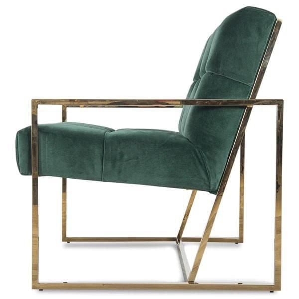 Fauteuil lounge Than Silver Import en velours vert pour salon