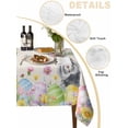 thumbnail image 5 of Easter Rabbits Suqare Tablecloth - 60 x 60 Inch, Weeping Pink Peach Eggs Vintage Beige Spring Waterproof & StainResistant Tablecloth, Washable Oil-proof Table Cover for Dining/Party/Wedding/Buffet, 5 of 9
